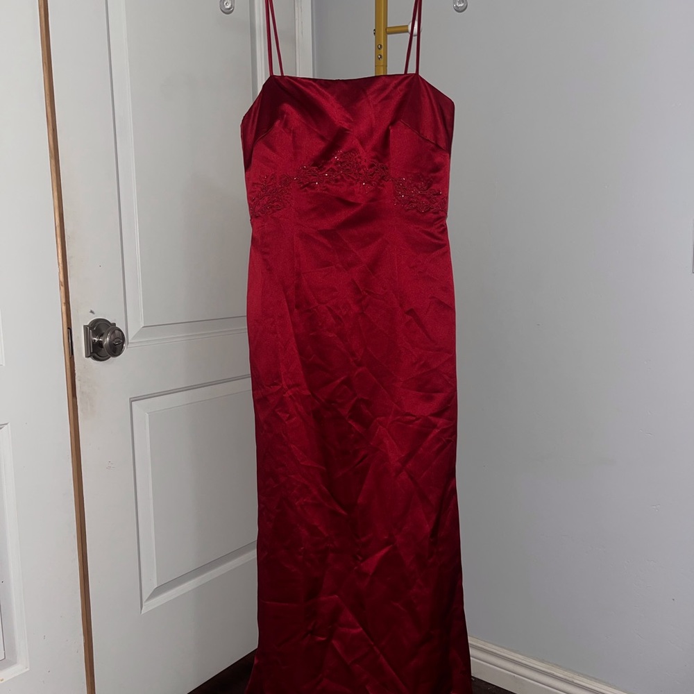 Y2K Red Spaghetti-Strap Evening Dress